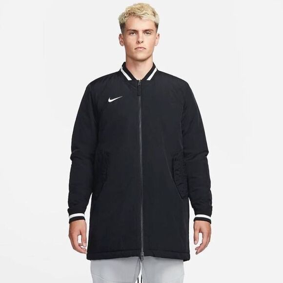 Nike Dugout Men's Baseball Jacket Long Loose fit  Water Repellent Black Size S - Picture 1 of 10